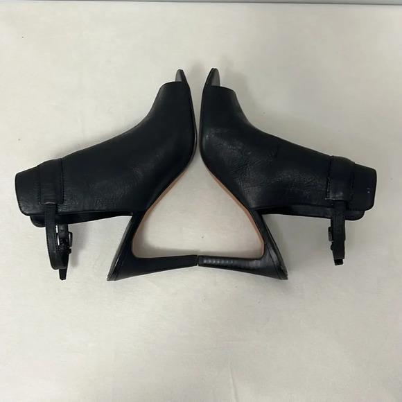 FRANCO SARTO SIZE 6 BLACK Leather Slingback Peek A Boo Toe Heeled - Picture 8 of 11